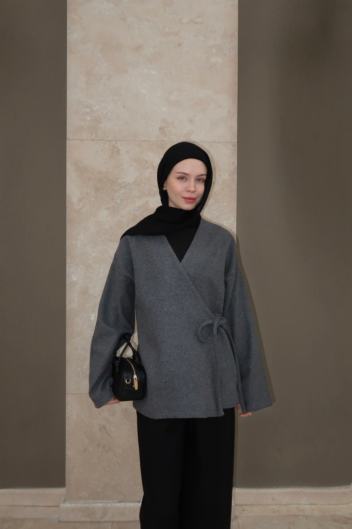 Bow Tie Coat-Grey