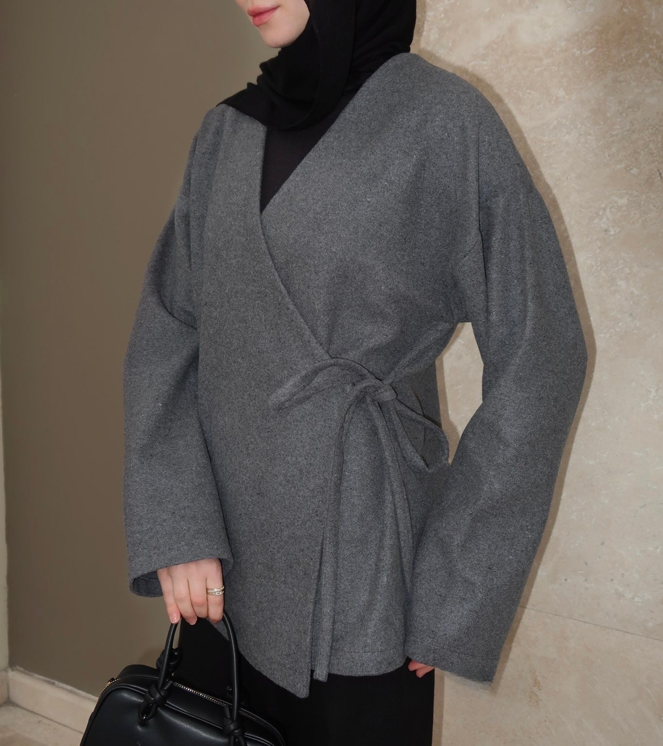 Bow Tie Coat-Grey