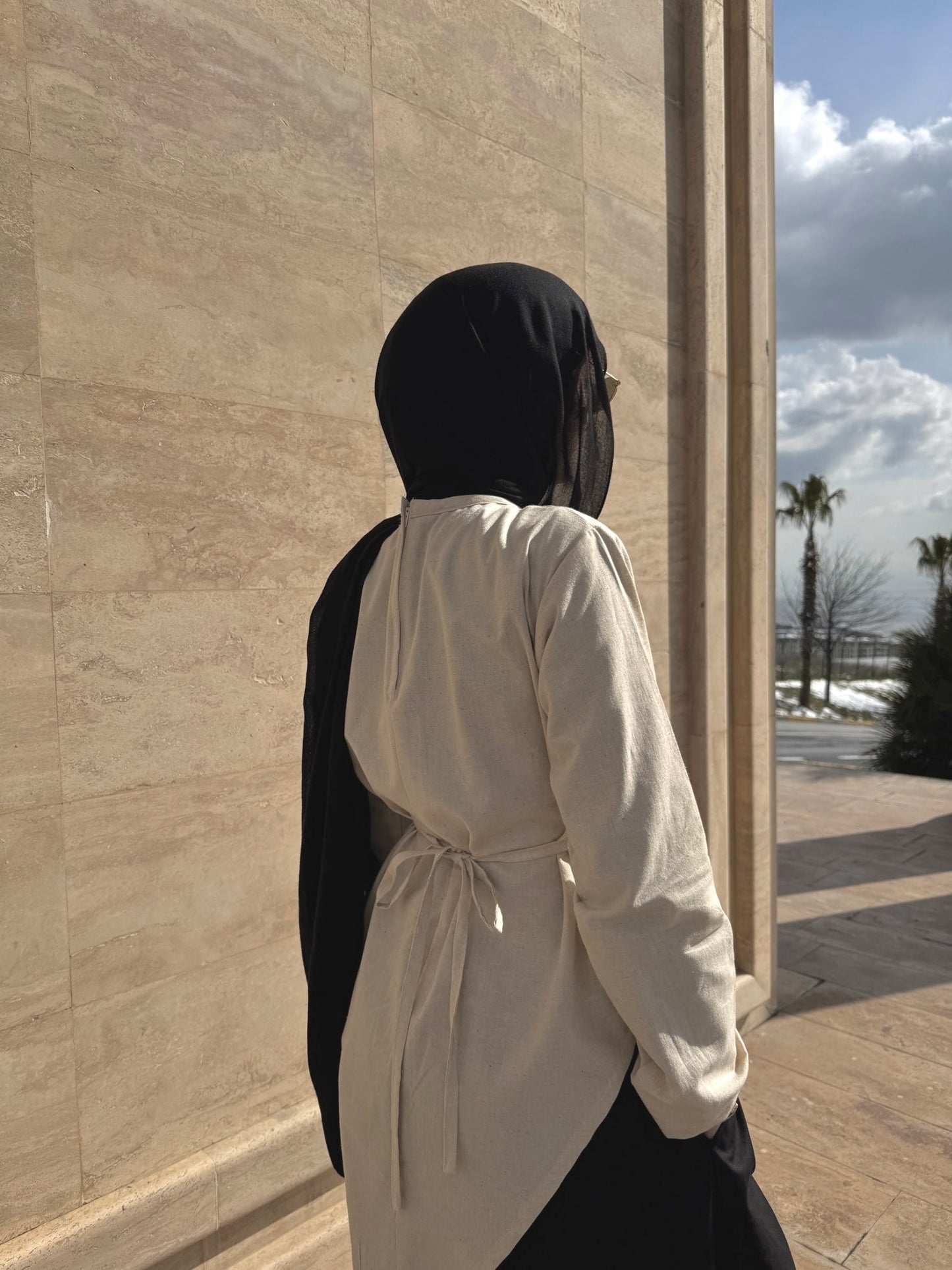 Asymmetrical Dress-Beige