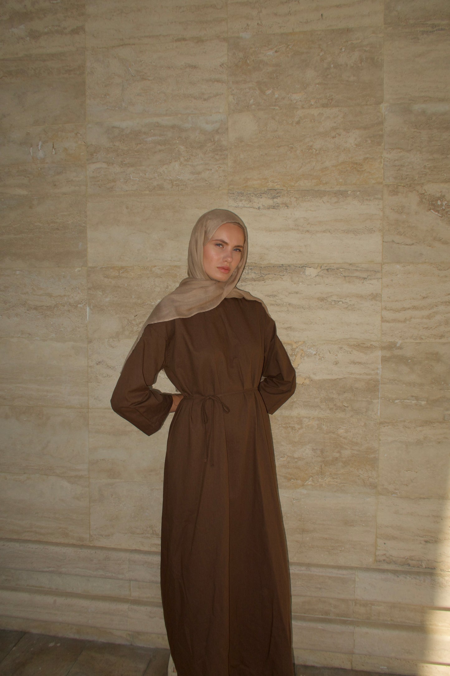 Tie Dress-Brown
