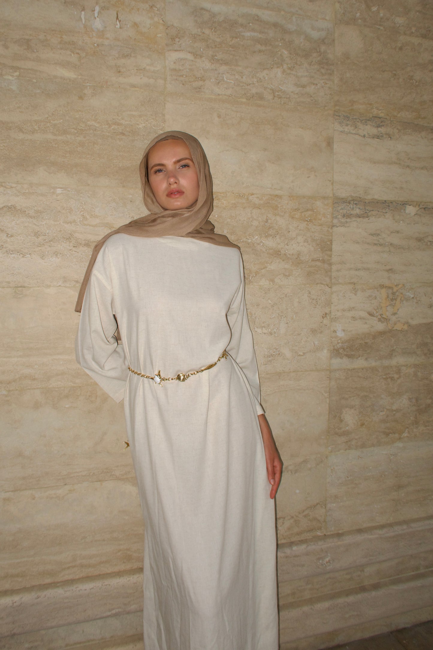 Tie Dress-Beige
