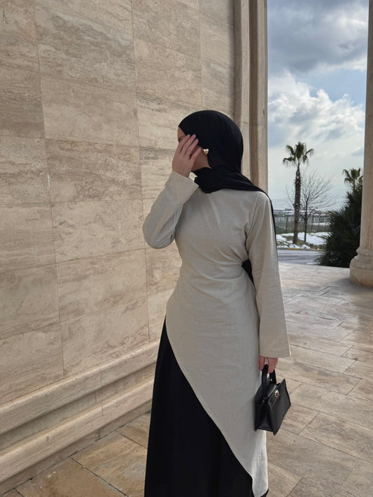 Asymmetrical Dress-Beige