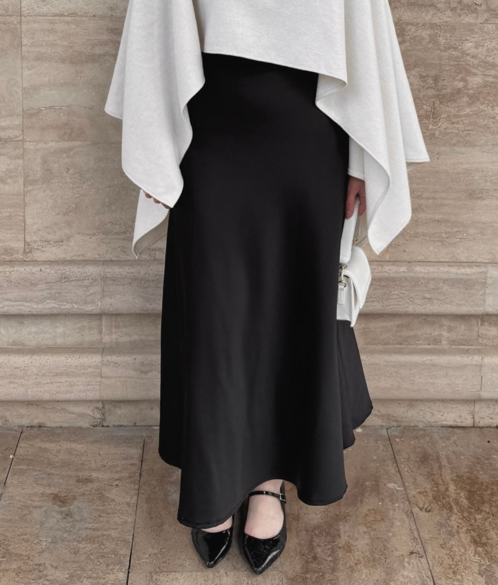 Maxi Satin Skirt- Black