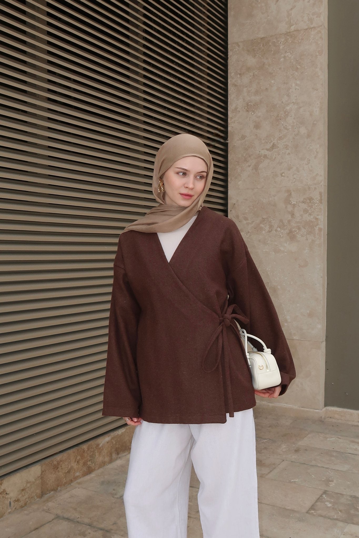 Bow Tie Coat-Brown