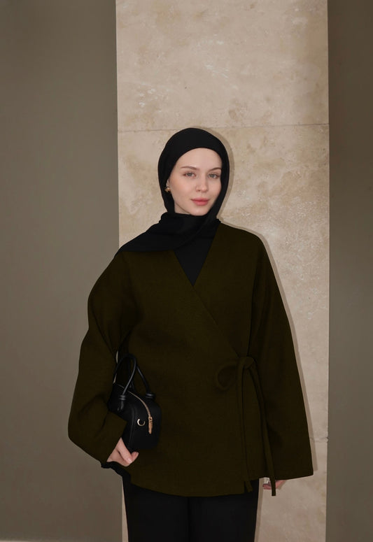 Bow Tie Coat-Khaki