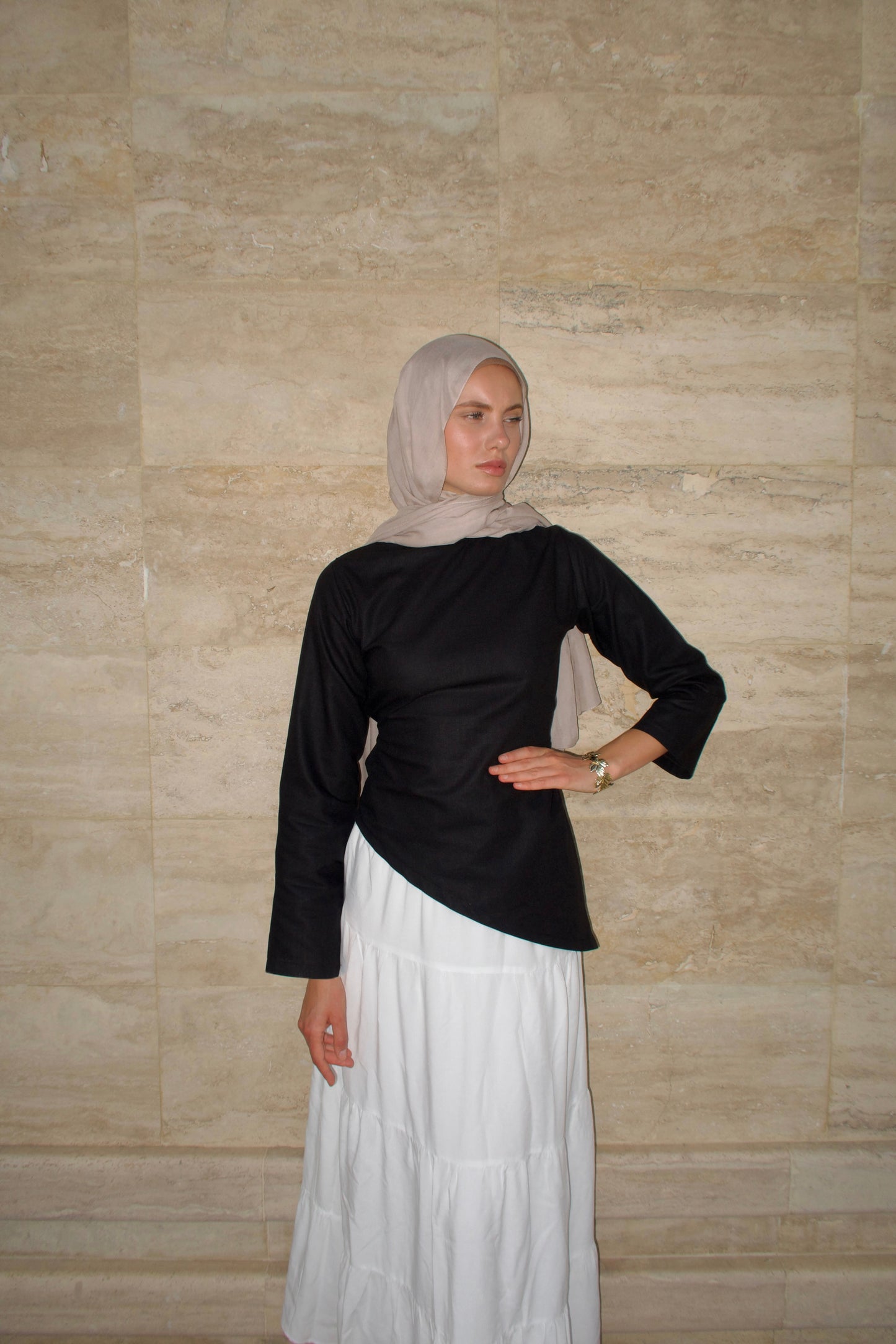 Short Asymmetrical Top-Black