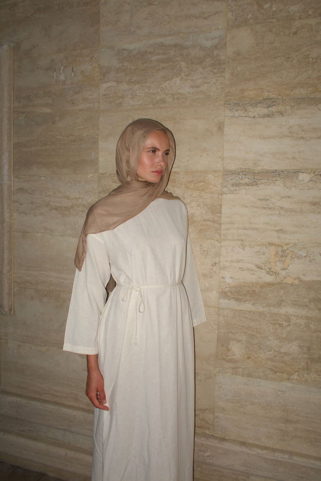 Tie Dress-Beige