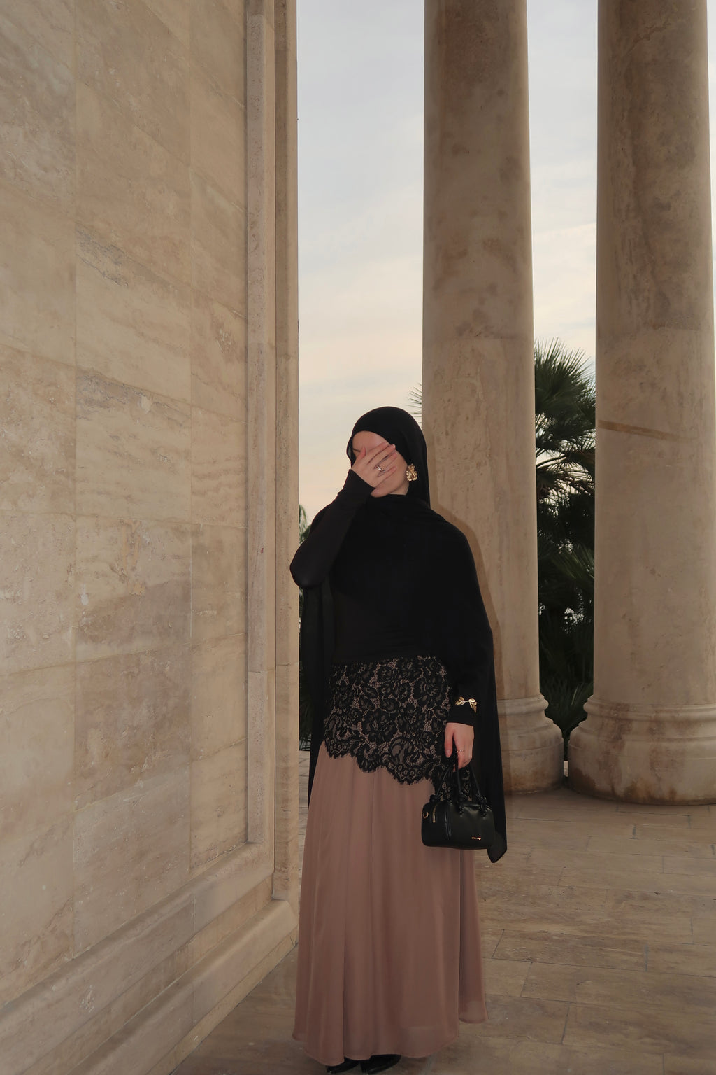 Lace Maxi Skirt-Taupe