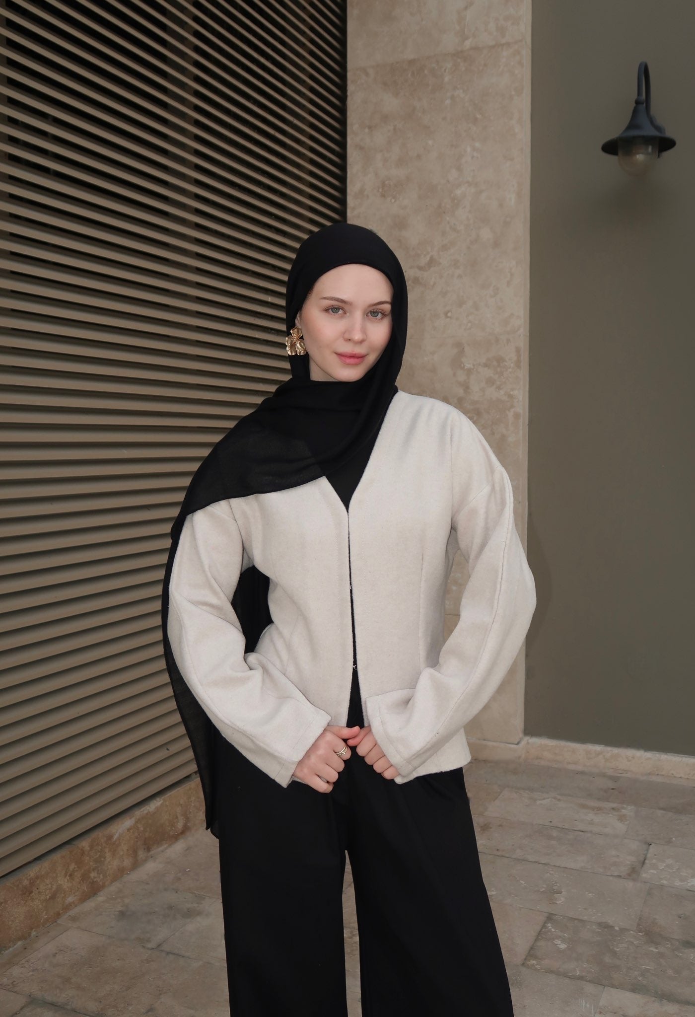 Fitted Cardigan-Beige