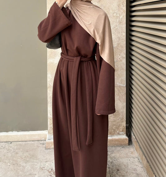 Sweater Tie Dress-Brown