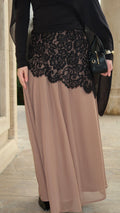 Lace Maxi Skirt-Taupe