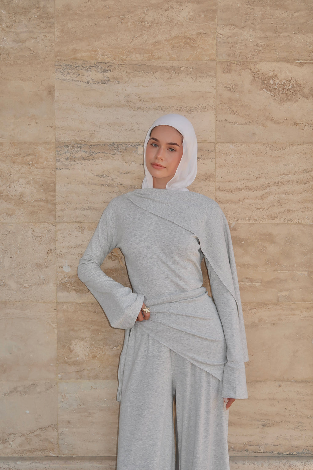 Basic Scarf Top-Grey