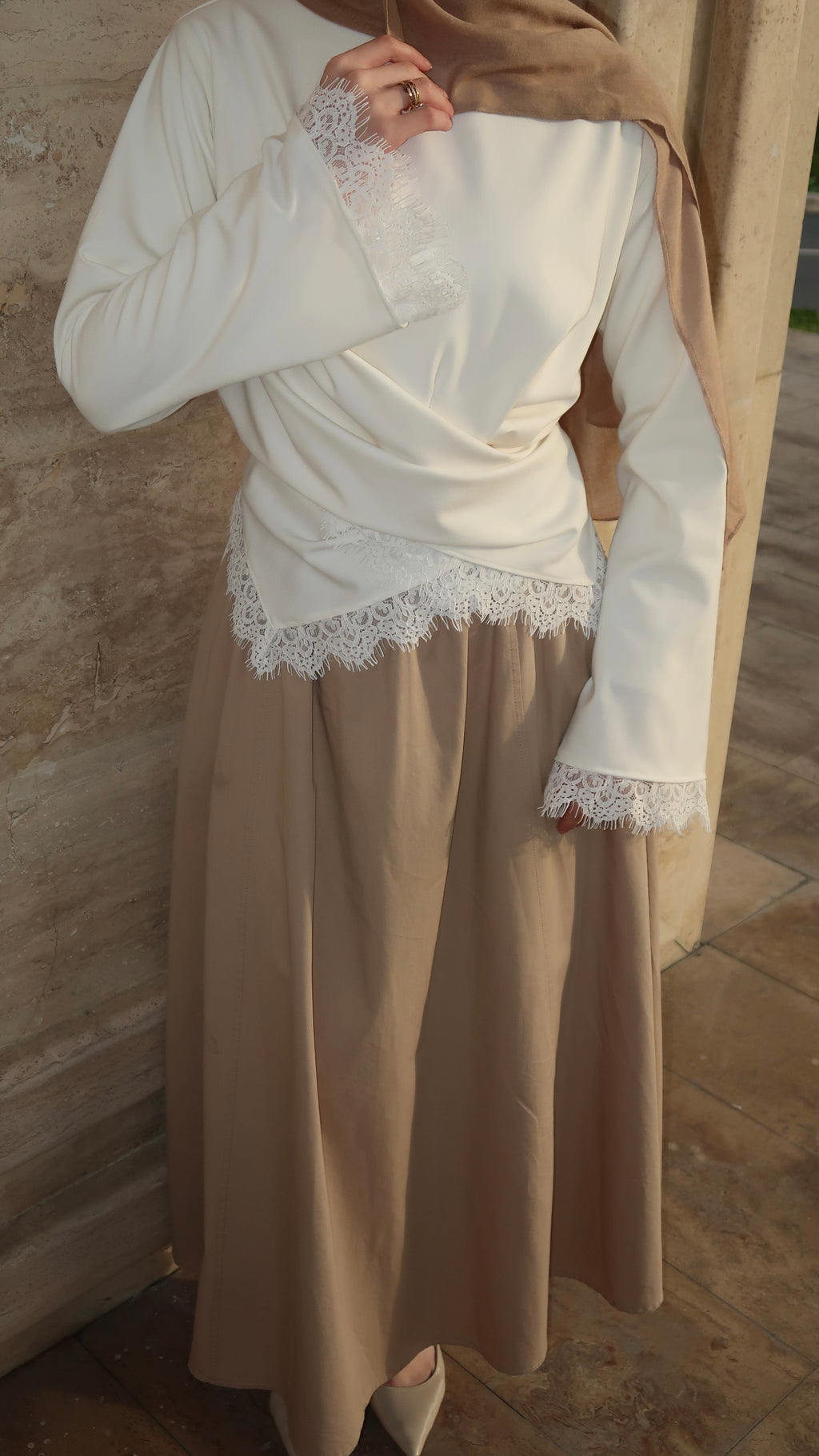 Lace Tie Top-White