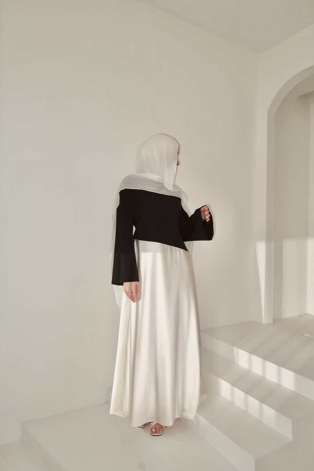 Swan Dress-Black&Beige