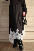 Lace Midi Skirt-Black