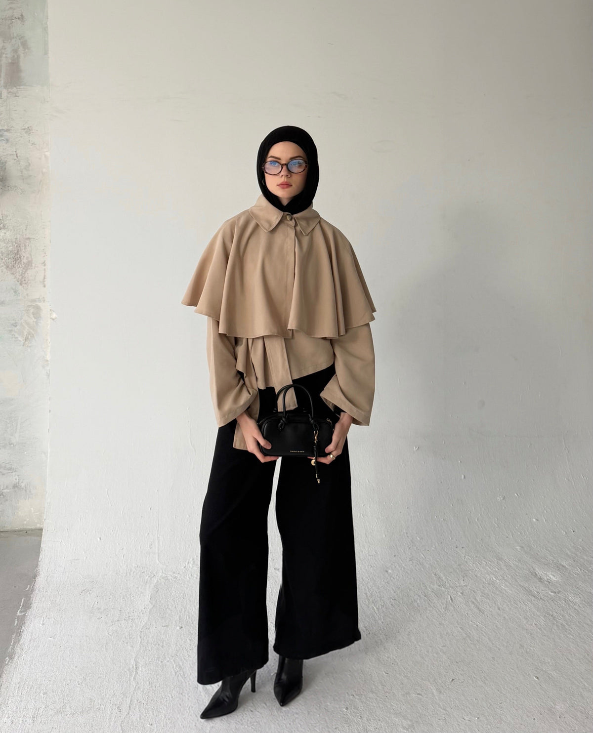 Drape Trench Coat-Beige