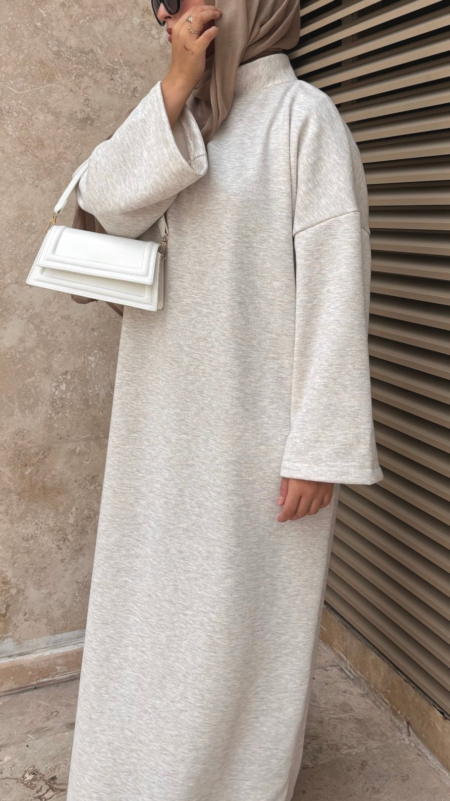 Sweater Tie Dress-Cream