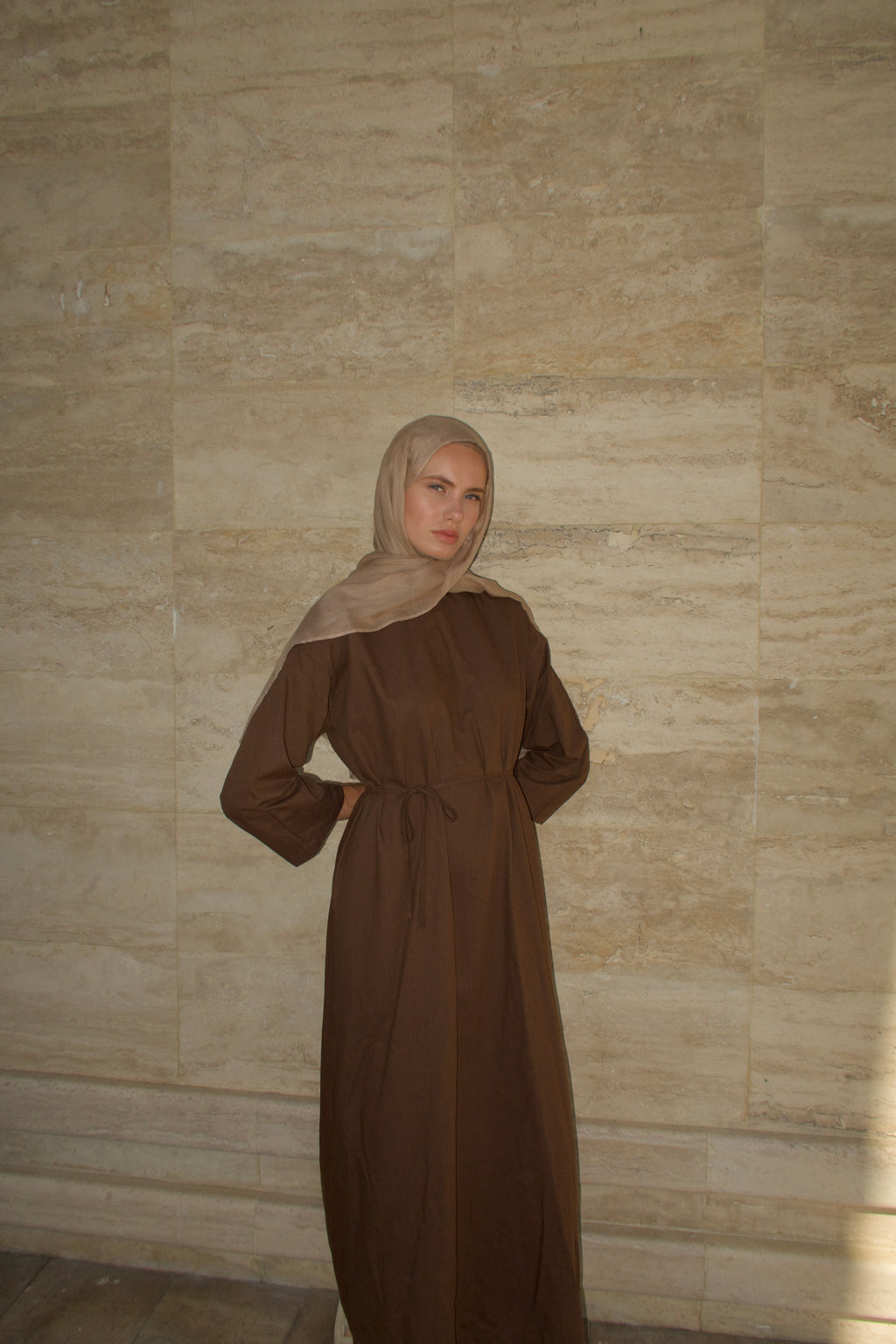 Tie Dress-Brown