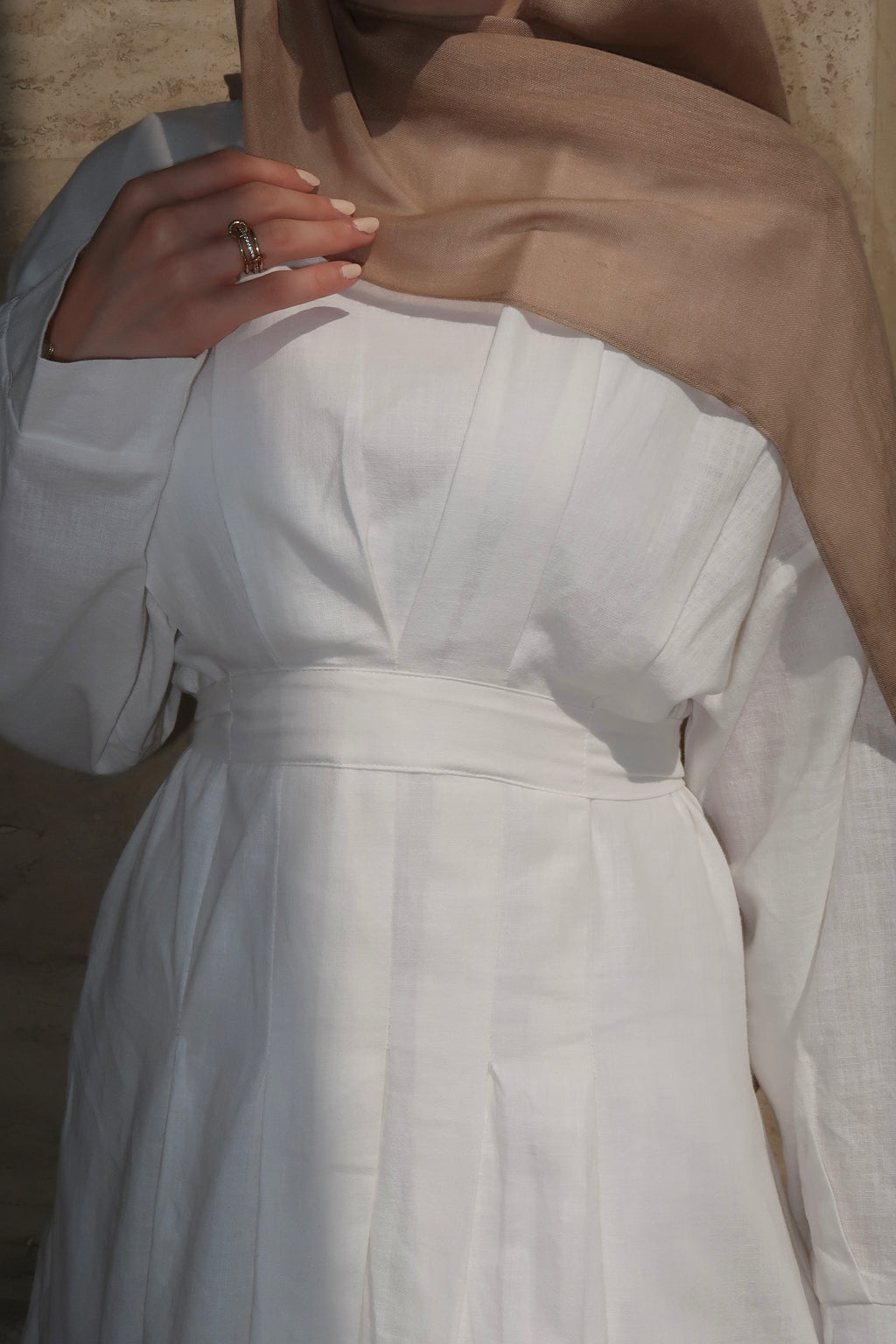Pleated Maxi Dress-White