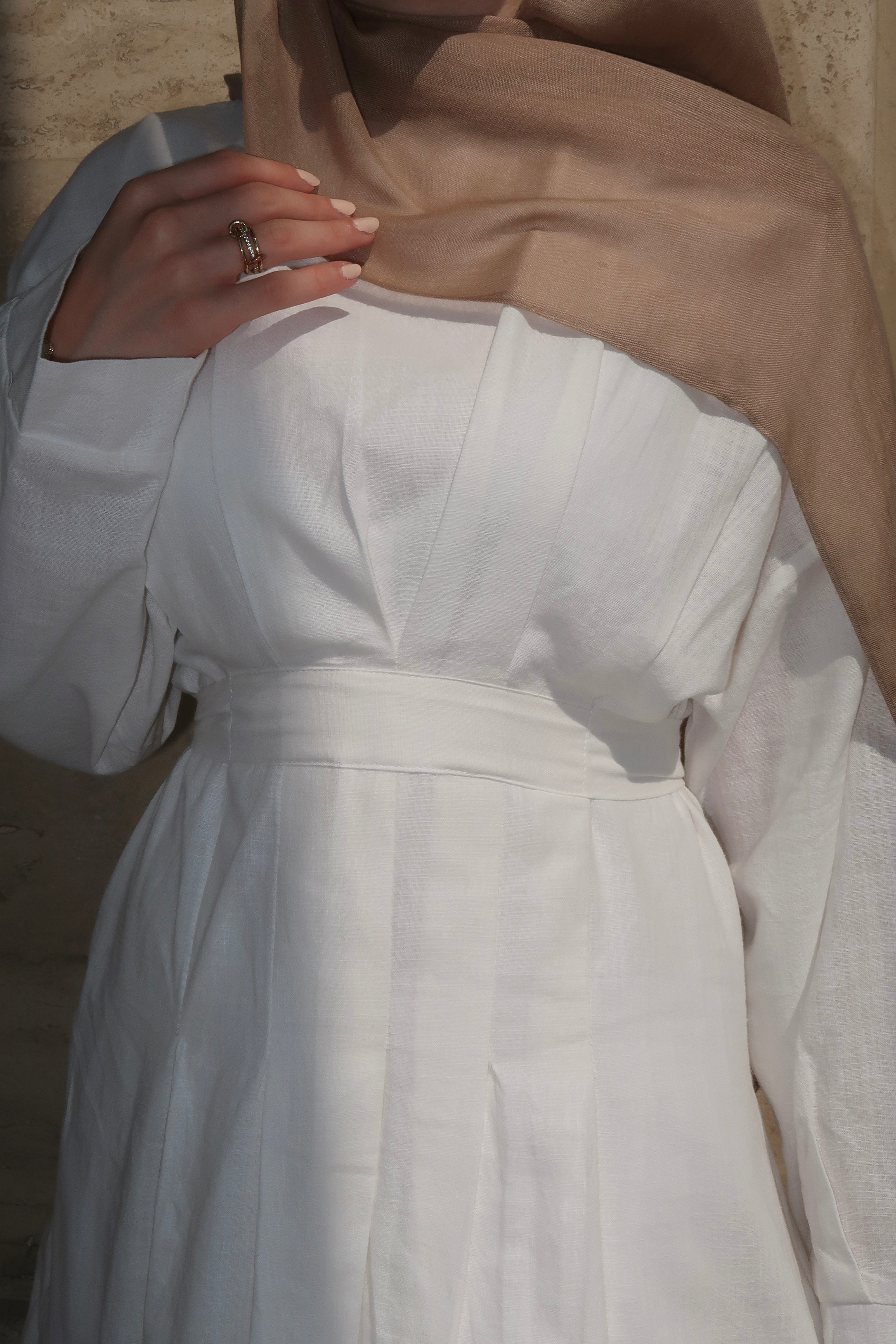 Pleated Maxi Dress-White