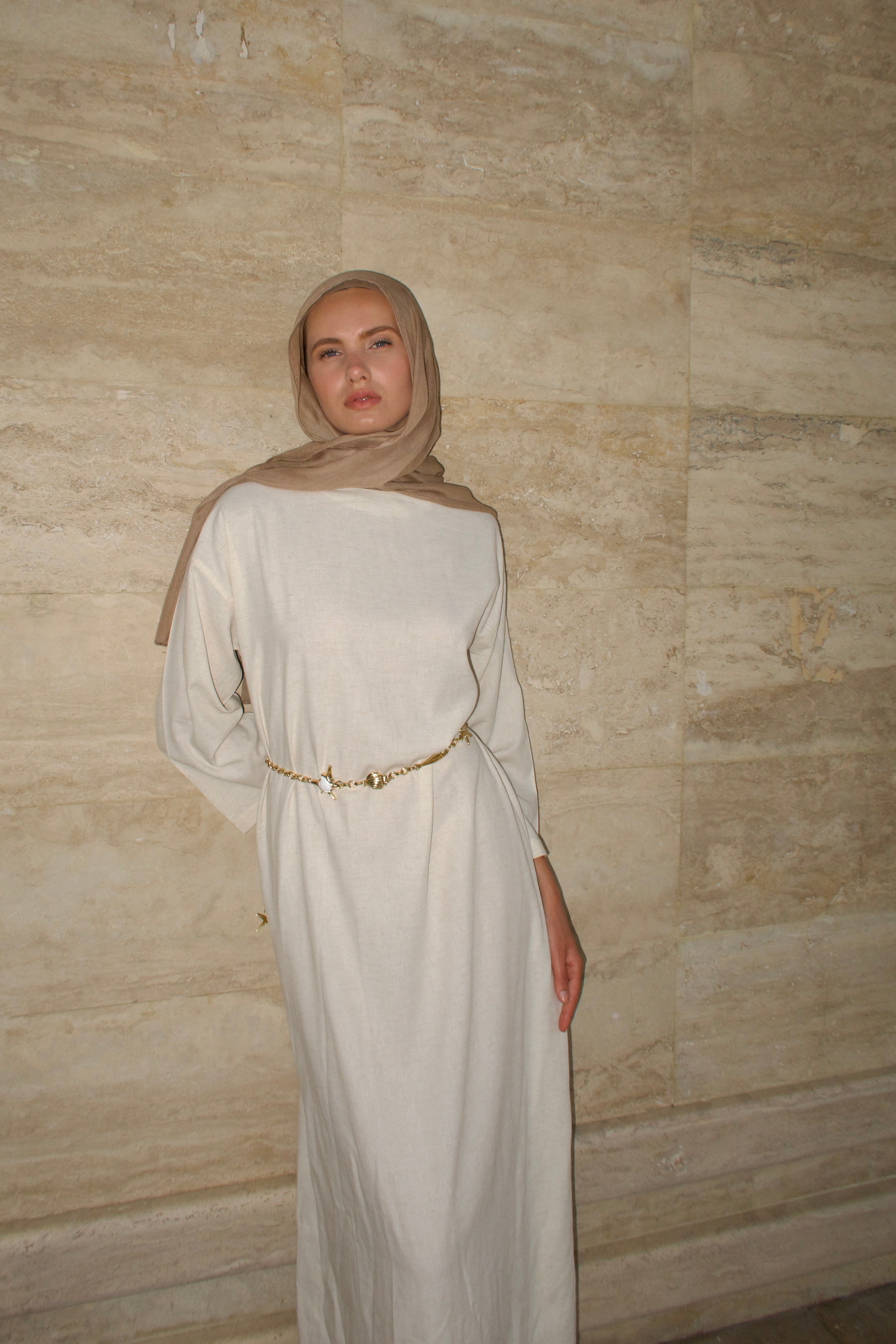Tie Dress-Beige