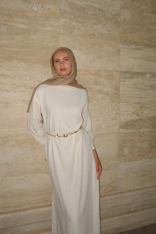 Tie Dress-Beige