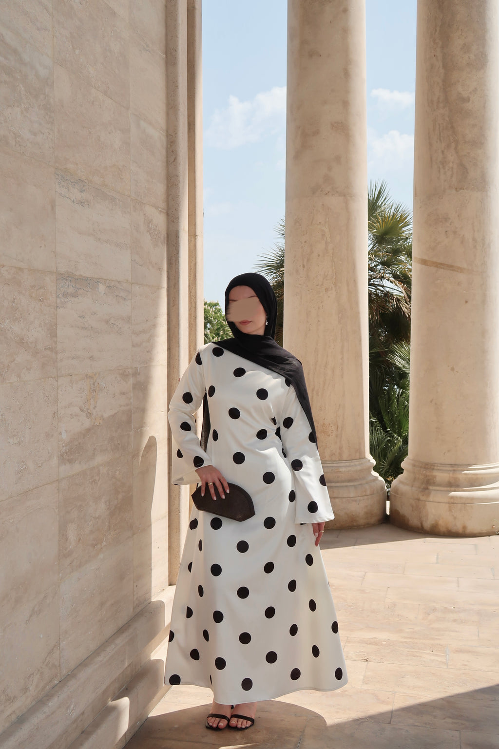 Polka Dot Maxi Dress-Beige