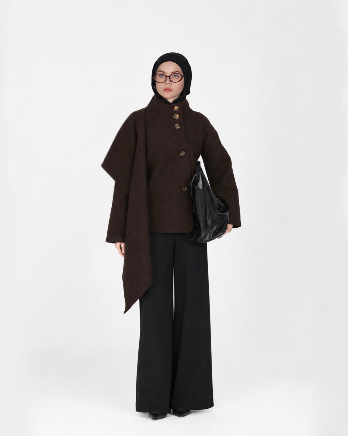 Scarf Coat-Brown