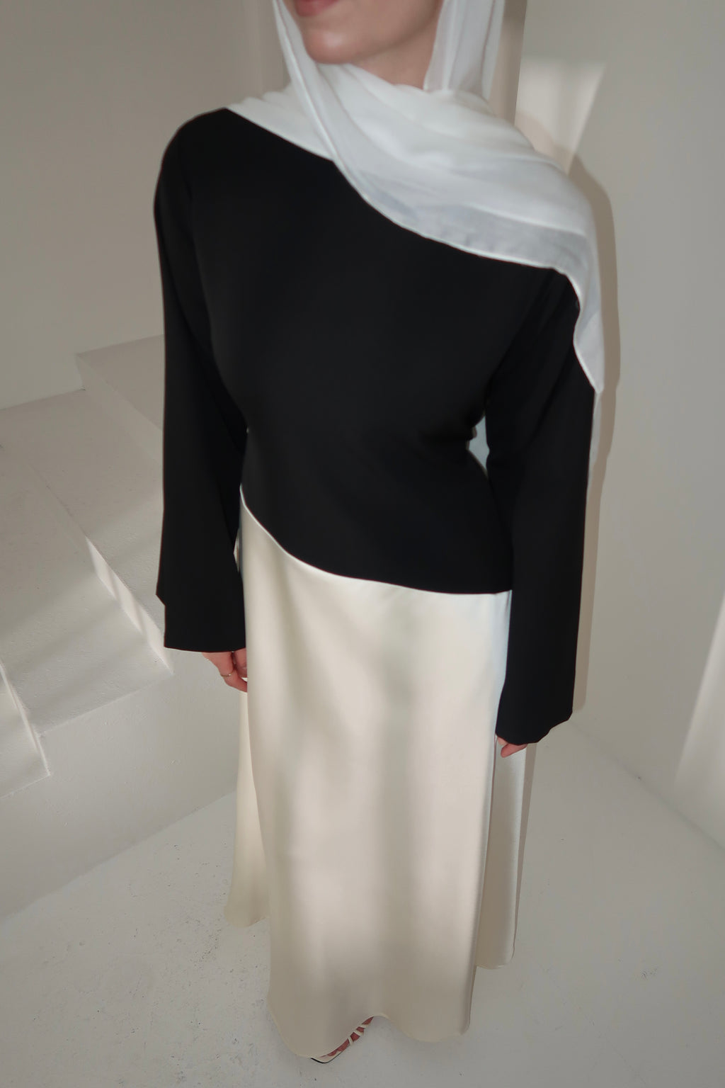 Swan Dress-Black&Beige