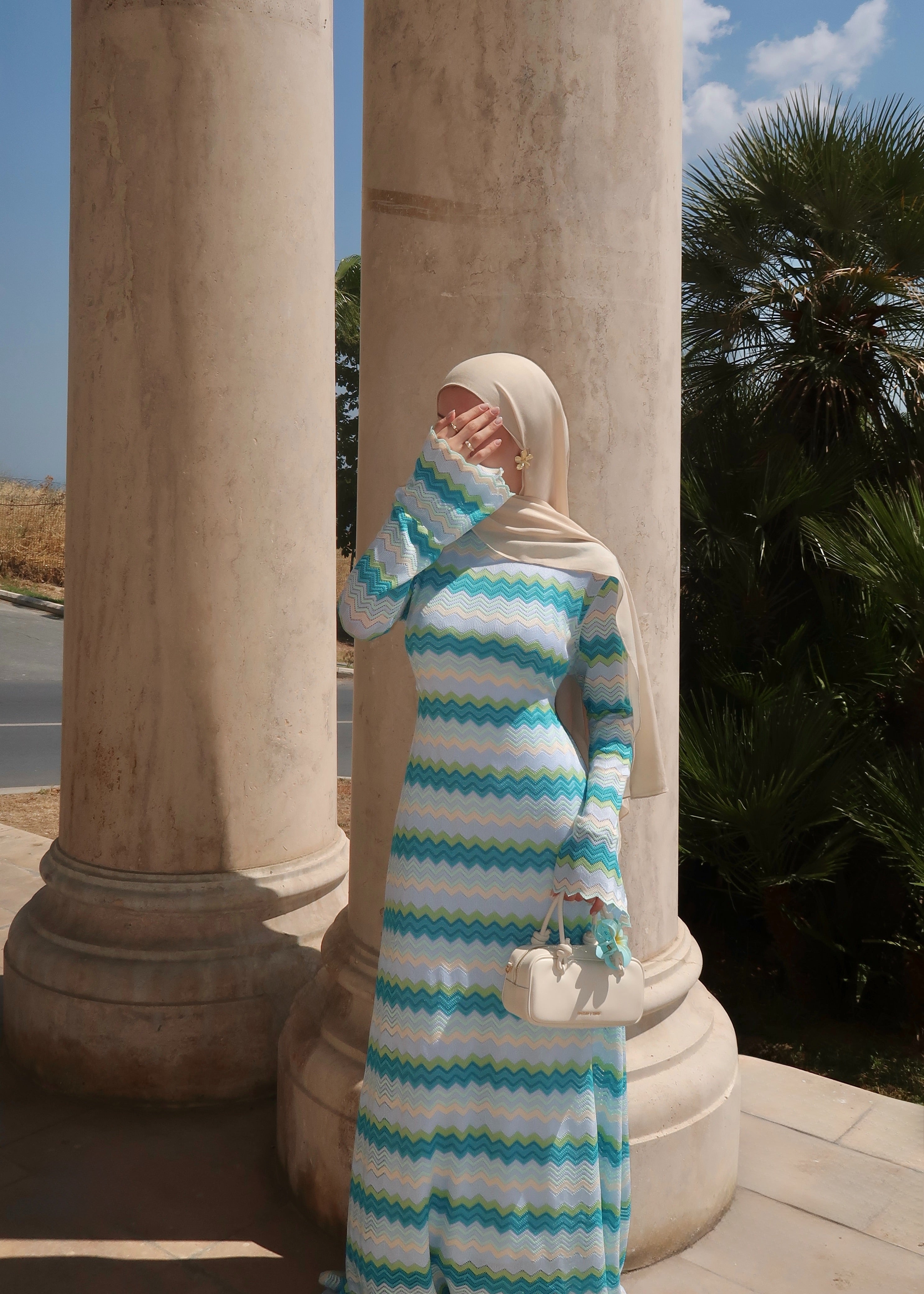 Knit Maxi Dress-Blue