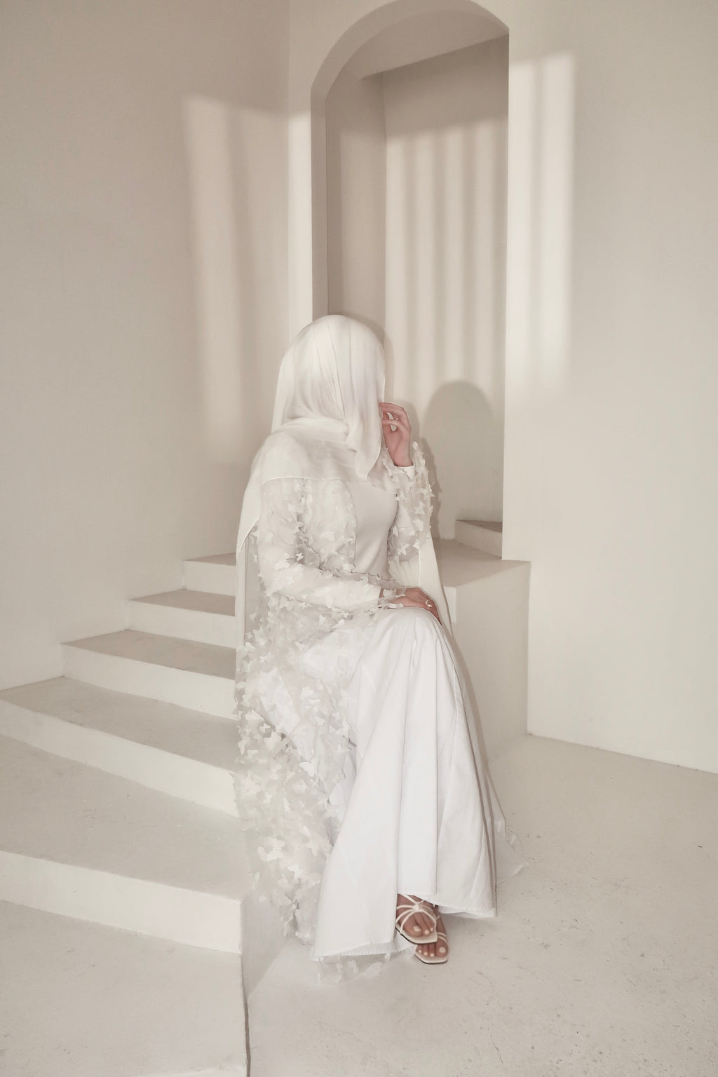 Butterfly Abaya-White