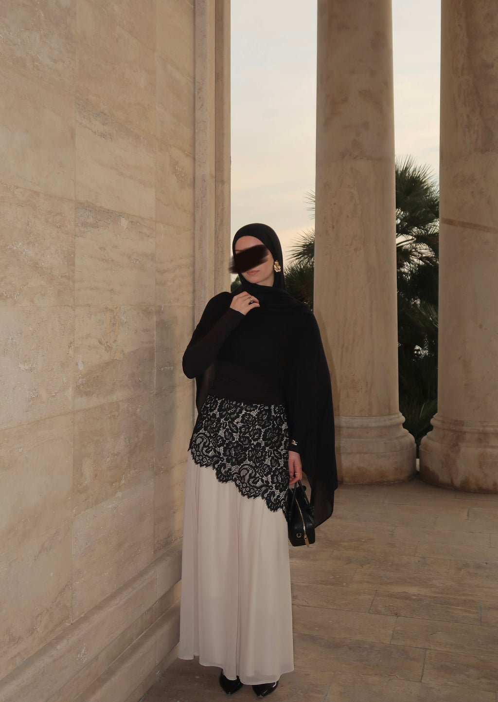 Lace Maxi Skirt-Beige