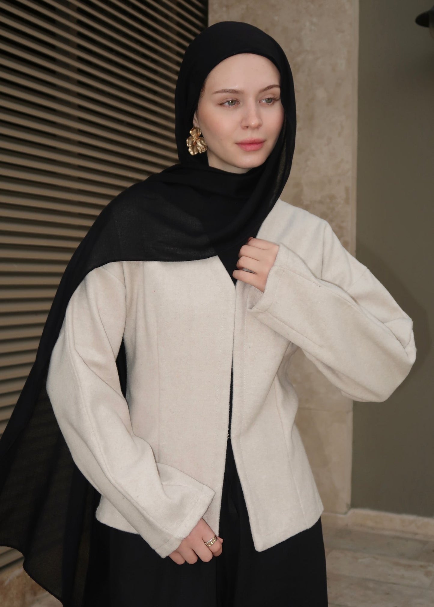 Fitted Cardigan-Beige