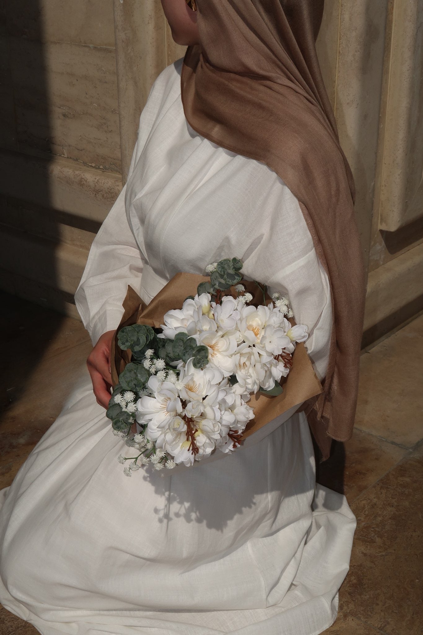 Pleated Maxi Dress-White