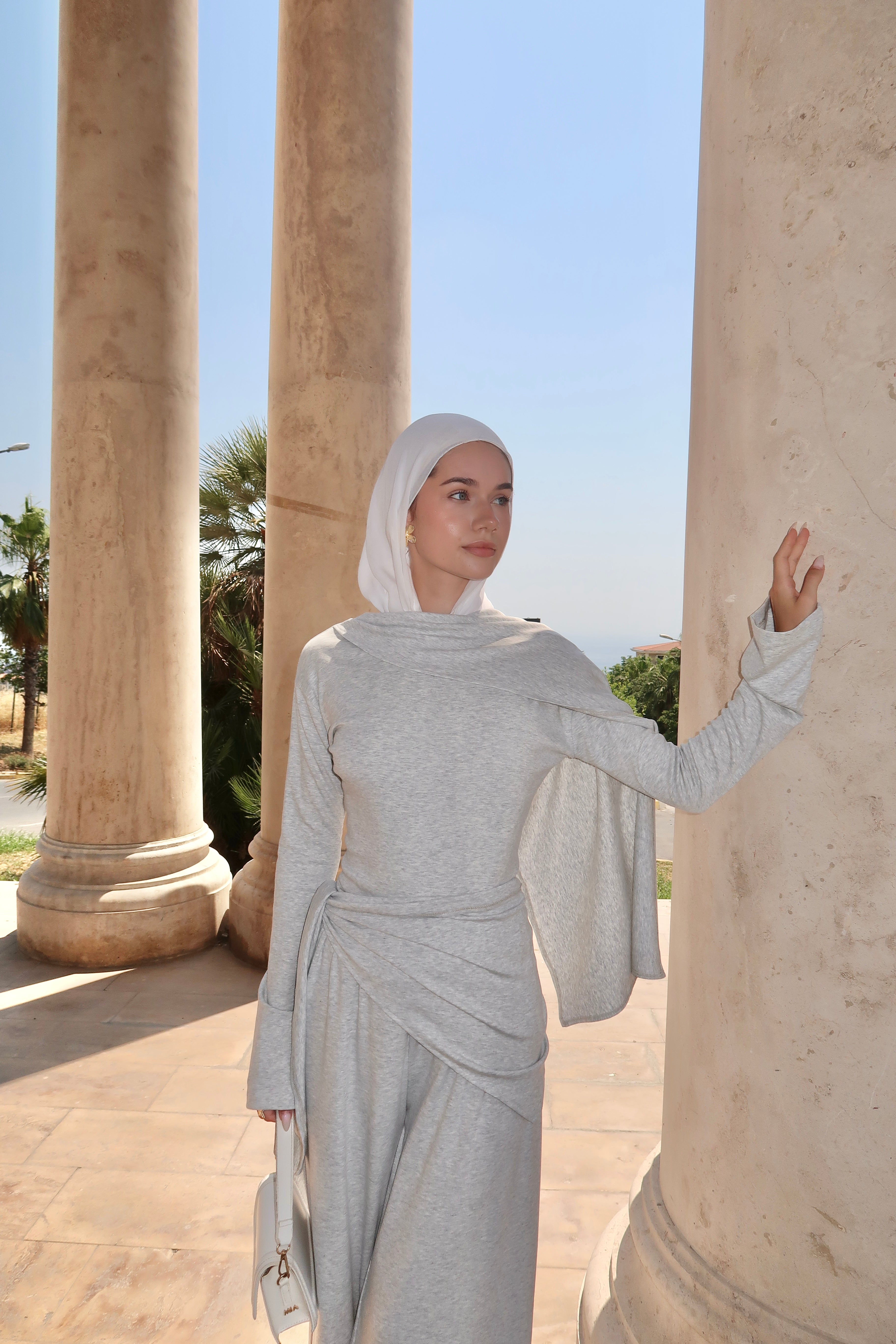 Basic Scarf Top-Grey