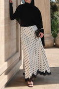 Polka Dot Lace Skirt-Beige