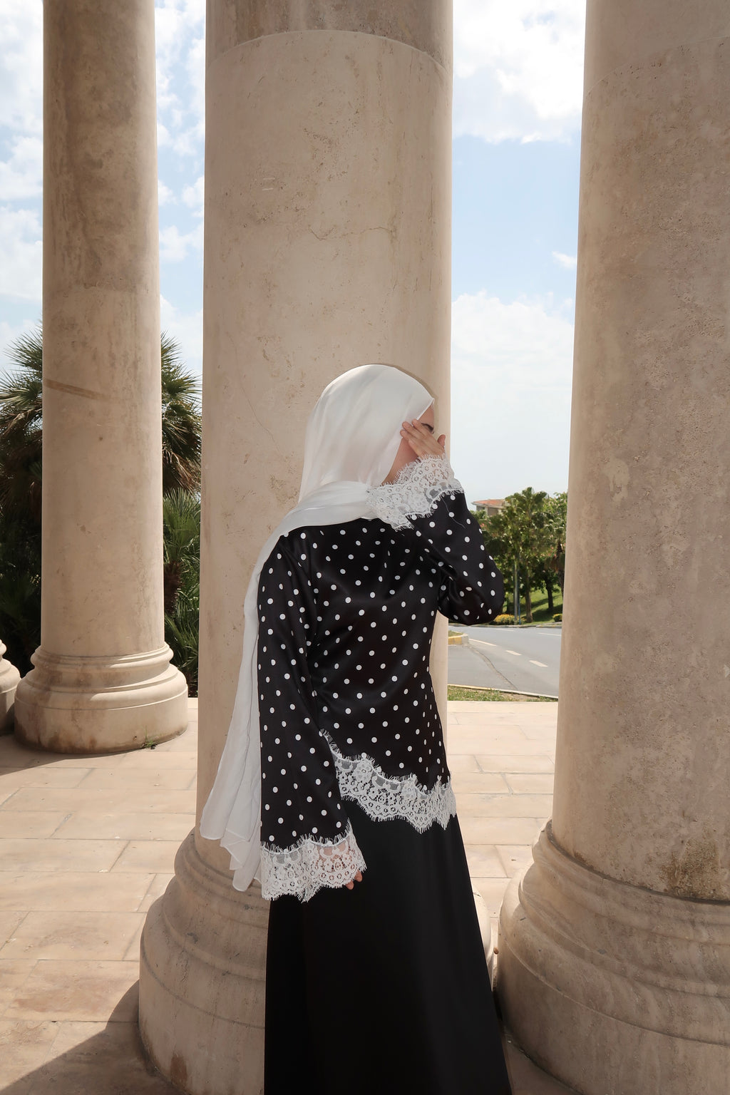 Polka Dot Lace Top-Black