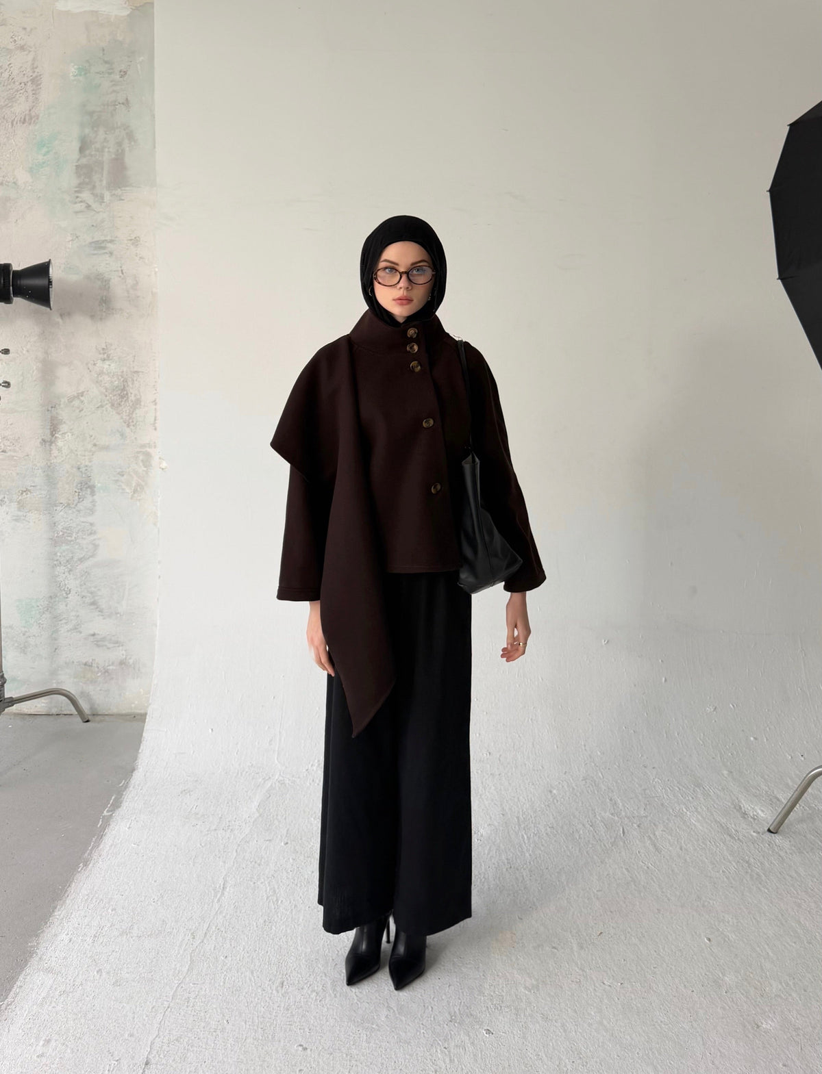 Scarf Coat-Brown