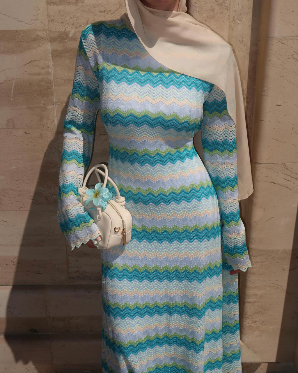 Knit Maxi Dress-Blue