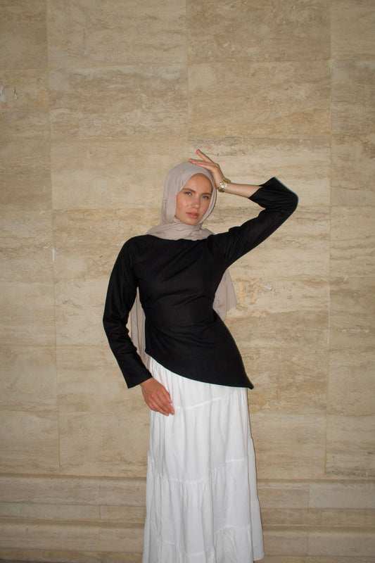 Short Asymmetrical Top-Black