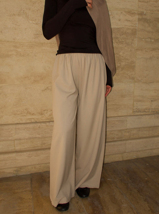 Straight Leg Trousers-Stone