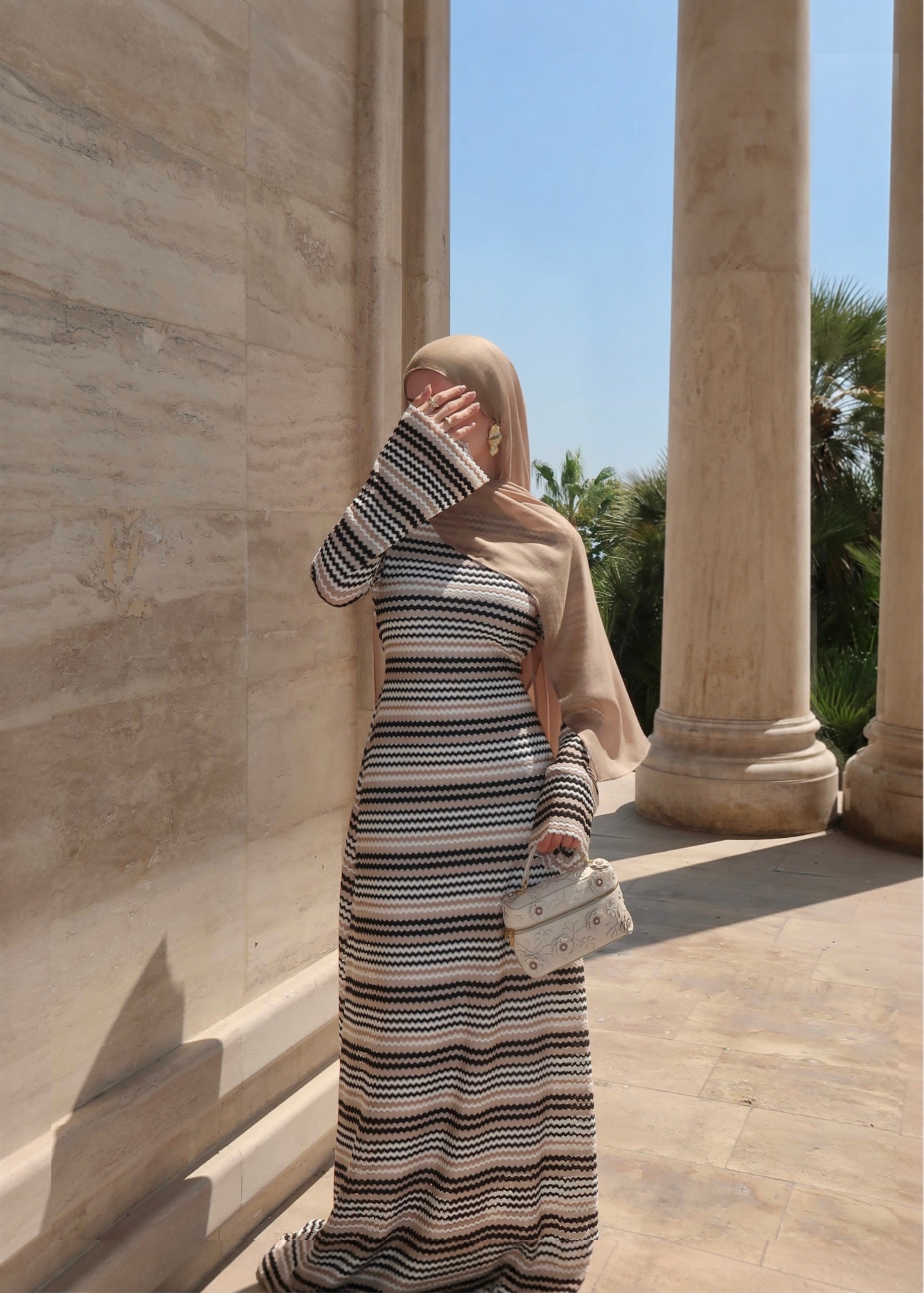 Knit Maxi Dress-Brown