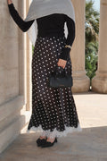Polka Dot Lace Skirt-Black