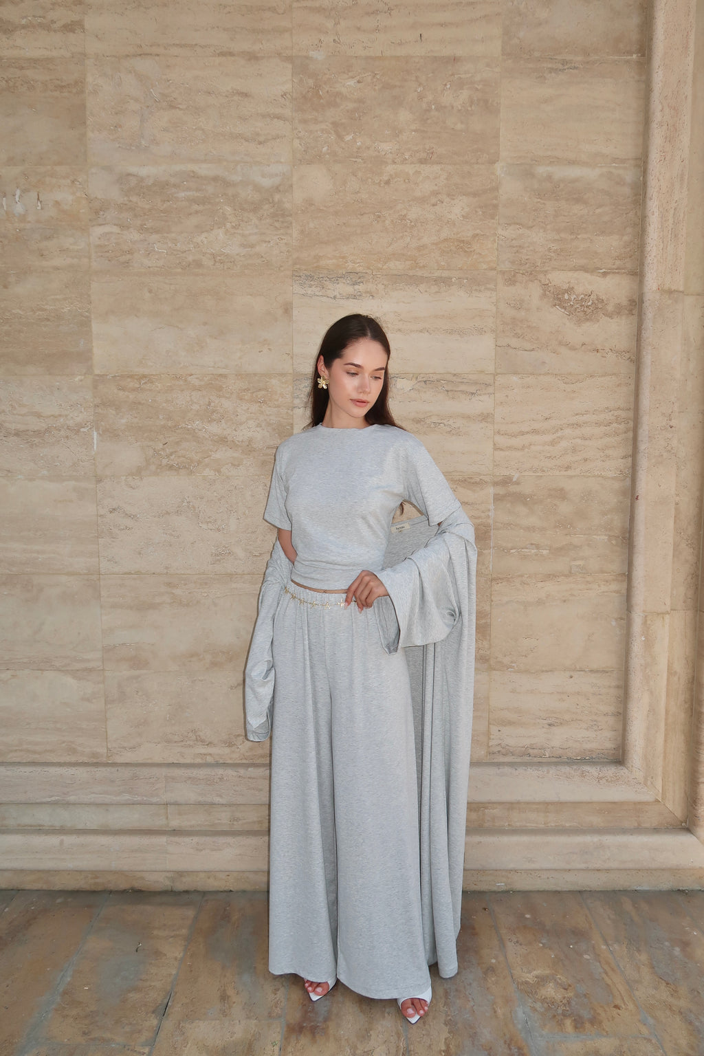 Basic Abaya Set-Grey