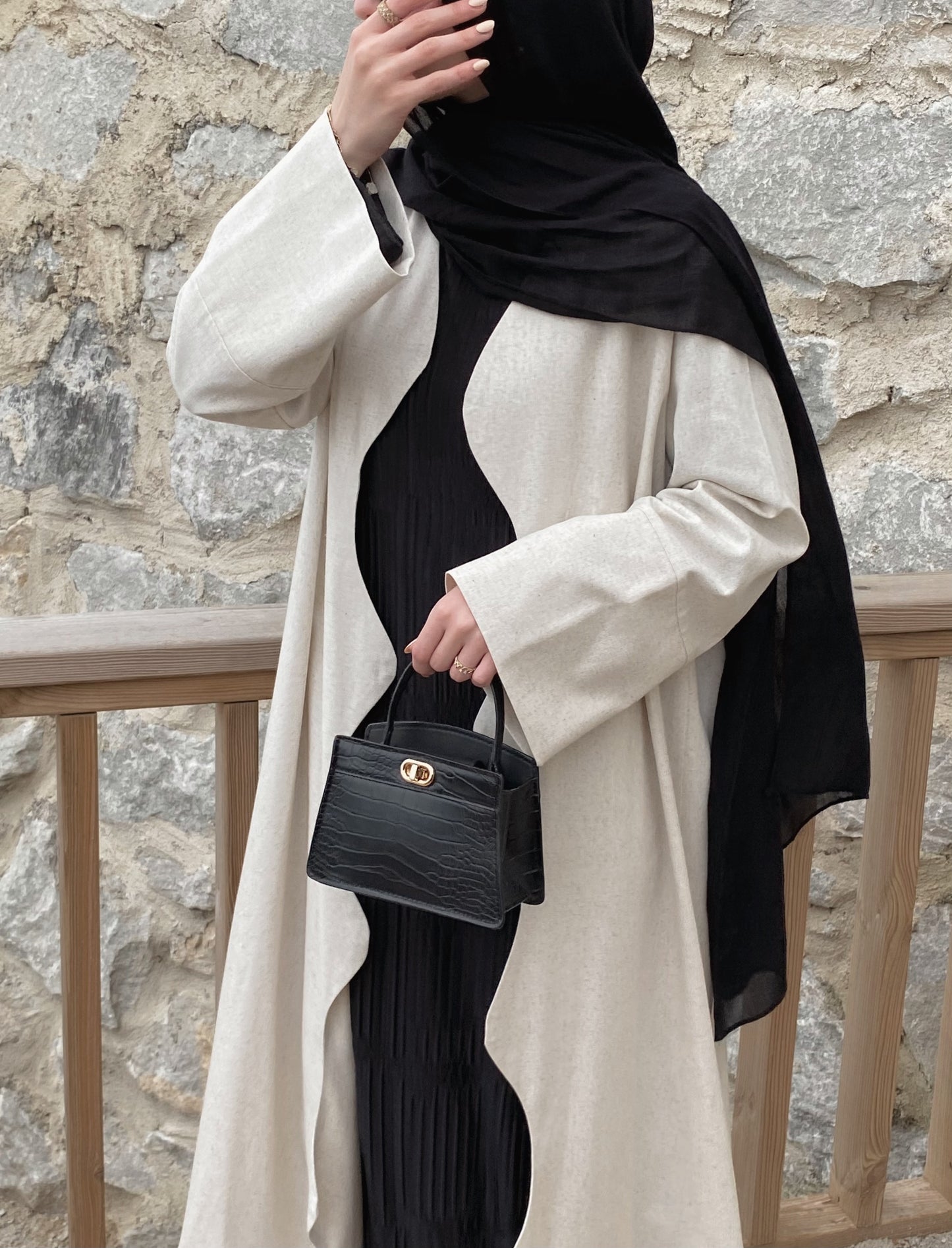 Wavy Abaya-Beige